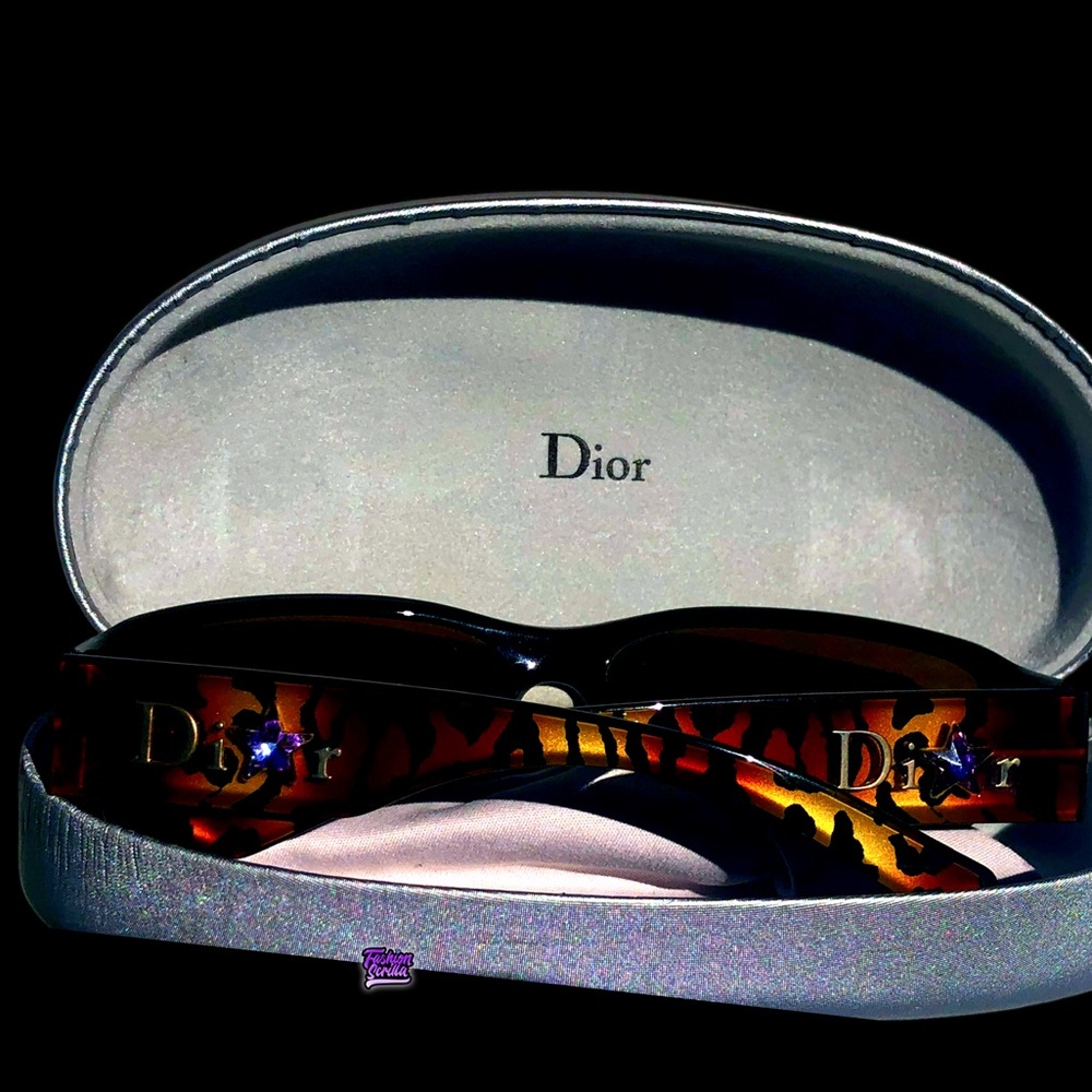 Dior Vintage By John Galliano Leopard 3D Holographic Diamanté Gambler Sunglasses - Picture 6 of 16
